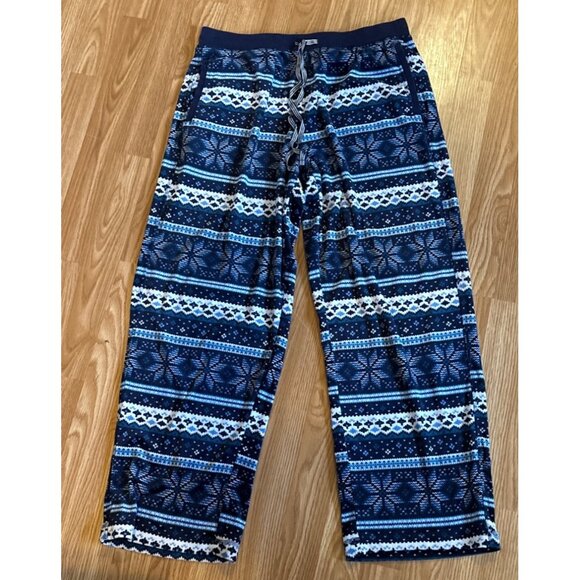 Nautica Pajama Set Women Med Blue Fair Isle Long Sleeve Microfleece Soft - Picture 4 of 9